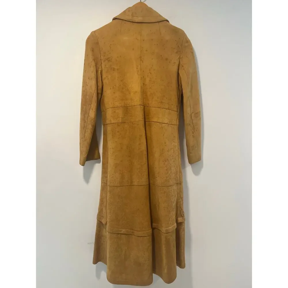 1970s RARE Vintage Leather Patchwork Trench Coat Removable Bottom Small JL - Picture 10 of 16
